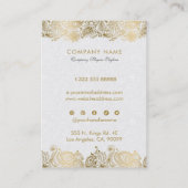 Gouden en witte Paisley Bloemenkant Visitekaartje (Achterkant)