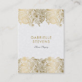 Gouden en witte Paisley Bloemenkant Visitekaartje (Voorkant)