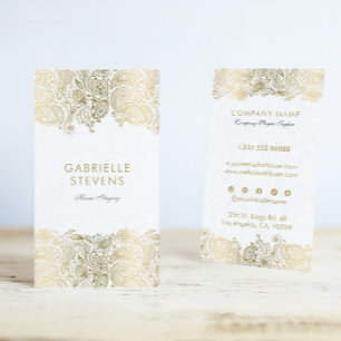 Gouden en witte Paisley Bloemenkant Visitekaartje