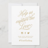 Gouden en Witte Persoonlijke Trouw Hashtag Bord (Achterkant)