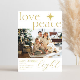 Gouden en Witte Platte Foto Kerstkaart