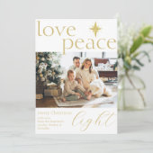 Gouden en witte platte foto kerstkaart (Staand voorkant)