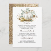 Gouden en witte pompoen bruiloft Details Informati Informatiekaartje (Voorkant / Achterkant)
