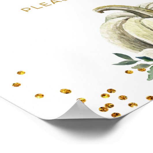 Gouden en Witte Pompoen Feest Favorieten Bord Poster (Hoek)