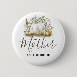 Gouden en witte pompoen herfst bruiloft ronde button 5,7 cm