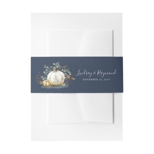 Gouden en Witte Pompoen Herfst Oogst Invitation Be Uitnodigingen Wikkel (Voorkant Voorbeeld)