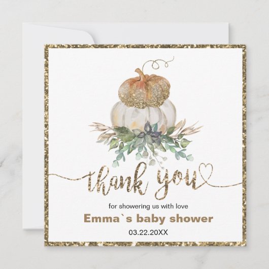 Gouden en witte pompoenen Herfst dank u (Voorkant)