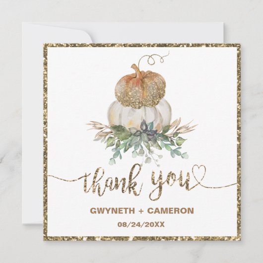 Gouden en witte pompoenen Herfst dank u (Voorkant)