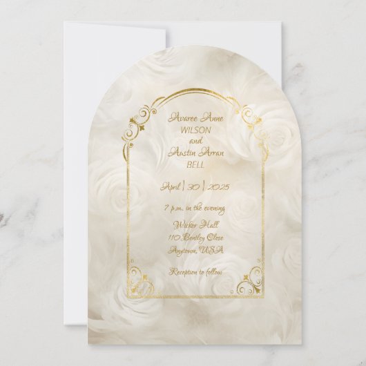 Gouden en witte rozen boog Lijst kaarslicht Kaart (Achterkant)