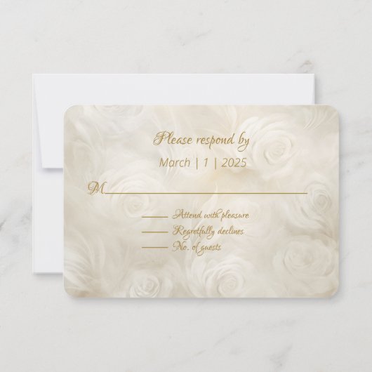 Gouden en witte rozen boog Lijst kaarslicht RSVP Kaartje (Achterkant)