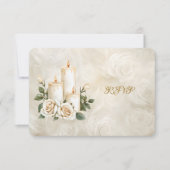 Gouden en witte rozen boog Lijst kaarslicht RSVP Kaartje (Voorkant)