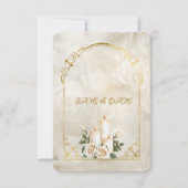 Gouden en witte rozen boog Lijst kaarslicht Save The Date (Voorkant)
