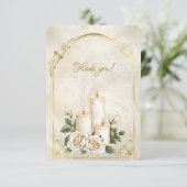 Gouden en Witte Rozen Kaarslicht Bedankkaart (Staand voorkant)