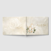 Gouden en witte rozen kaarslicht gastenboek (Volledig)