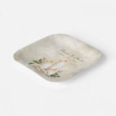 Gouden en witte rozen kaarslicht papieren bordje (Gebogen)