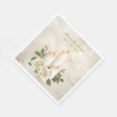Gouden en witte rozen kaarslicht servet (Hoek)