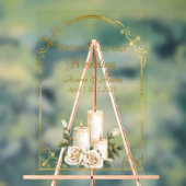 Gouden en Witte Rozen Kaarslicht Welkom Acryl Bord (Neutraal)