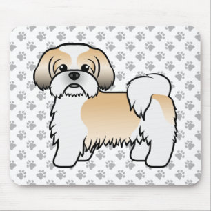 Gouden En Witte Shih Tzu Schattige Cartoon Hond Muismat