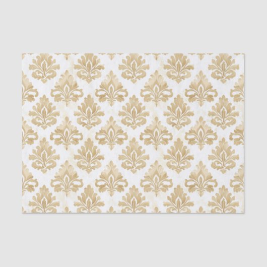 gouden en witte sierdamast patroon tissuepapier (Voorkant)