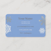 gouden en witte sneeuwvlokken in lichtblauw visitekaartje (Achterkant)