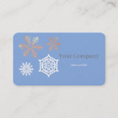 gouden en witte sneeuwvlokken in lichtblauw visitekaartje (Voorkant)
