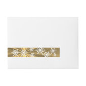Gouden en witte sneeuwvlokken kerstvakantie omwikkelbaar adreslabel (Voorkant)