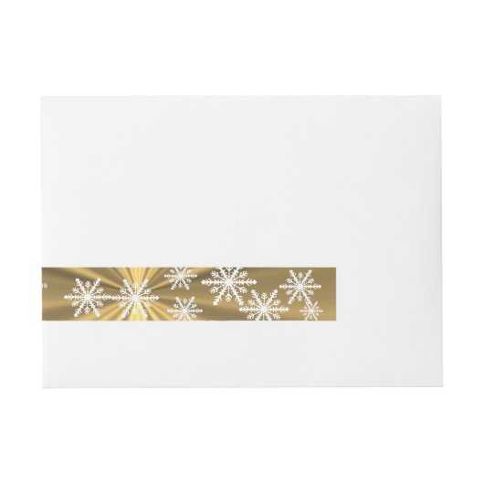Gouden en witte sneeuwvlokken kerstvakantie omwikkelbaar adreslabel (Voorkant)