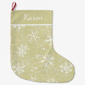 Gouden en witte sneeuwvlokken noemen kerst grote kerstsok (Voorkant)