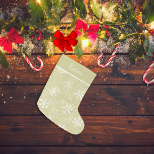Gouden en witte sneeuwvlokken noemen kerst grote kerstsok