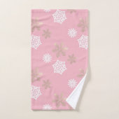 gouden en witte sneeuwvlokken tegen bleek roze bad handdoek (Handdoek)