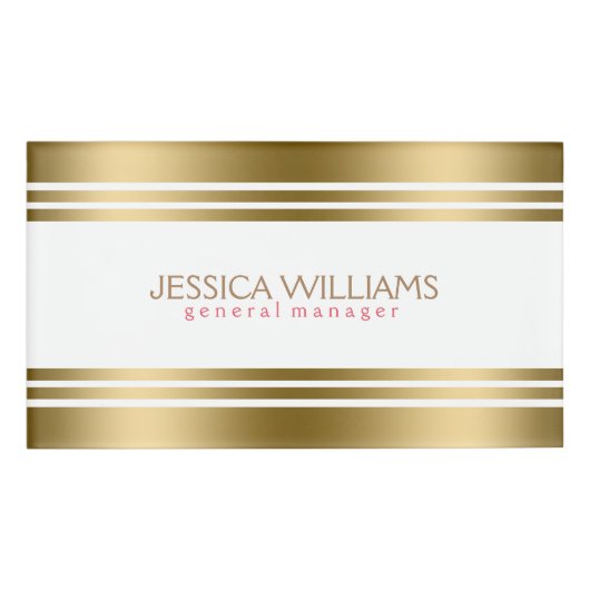 Gouden en witte strepen naambadge (Voorkant)