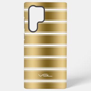 Gouden en witte strepen patroon samsung galaxy hoesje