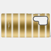 Gouden en witte strepen patroon samsung galaxy hoesje (Achterkant horizontaal)