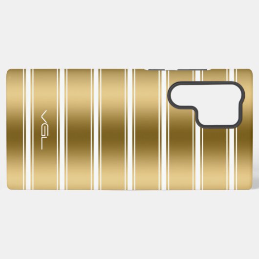 Gouden en witte strepen patroon samsung galaxy hoesje (Achterkant horizontaal)