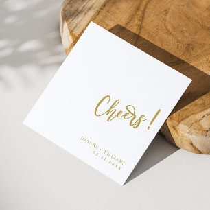 Gouden en Witte Trouwservetten Elegant Cheers-Ontw Servet
