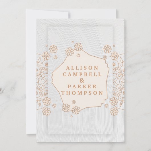 Gouden en witte trouwuitnodiging kaart (Achterkant)