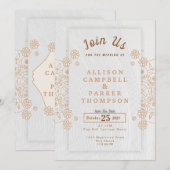 Gouden en witte trouwuitnodiging kaart (Voorkant / Achterkant)