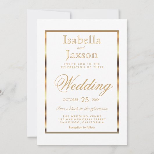 Gouden en Witte Uitnodiging (Voorkant)