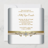  gouden en witte verjaardagsfeest kaart (Achterkant)