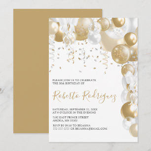 Gouden en witte verjaardagsfeest uitnodiging