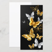 Gouden en witte vlinders aankondiging (Voorkant / Achterkant)