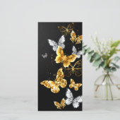 Gouden en witte vlinders aankondiging (Staand voorkant)