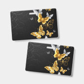 Gouden en witte vlinders badge (Voor- en achterkant)