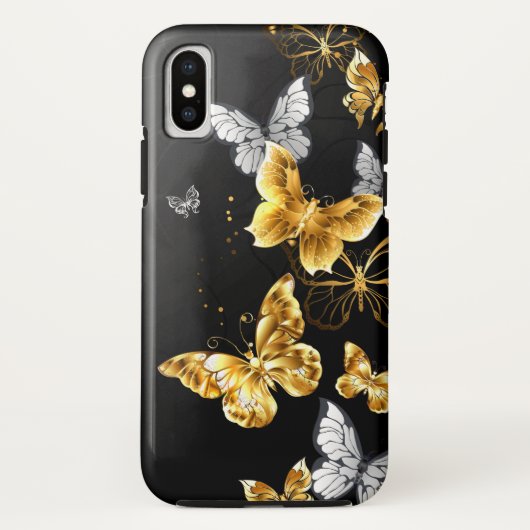 Gouden en witte vlinders Case-Mate iPhone case (Achterkant)