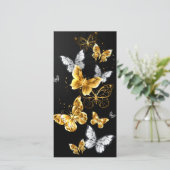 Gouden en witte vlinders feestdagenkaart (Staand voorkant)