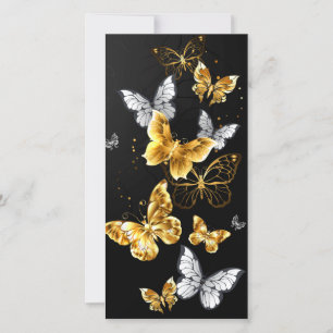Gouden en witte vlinders feestdagenkaart