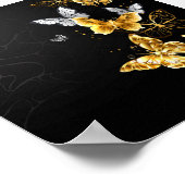 Gouden en witte vlinders poster (Hoek)