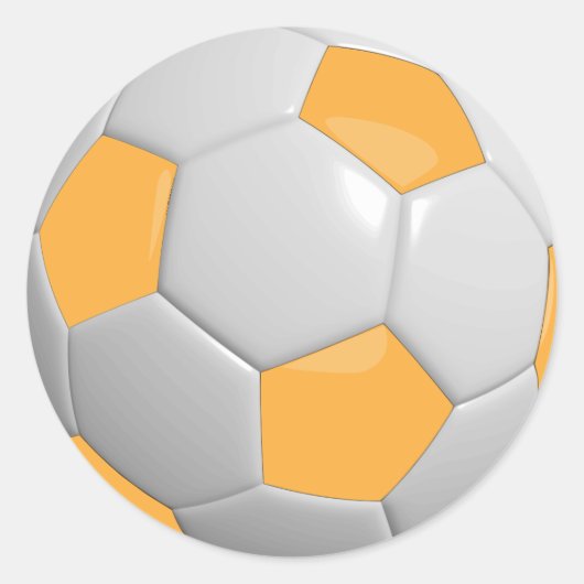 Gouden en Witte Voetbal Ronde Sticker (Voorkant)