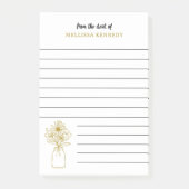 Gouden en witte wilde bloem gevoerd vanaf het bure post-it® notes (Voorkant)