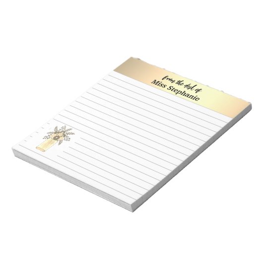 gouden en witte wilde bloem van het bureau notitieblok (Linkerzijde)